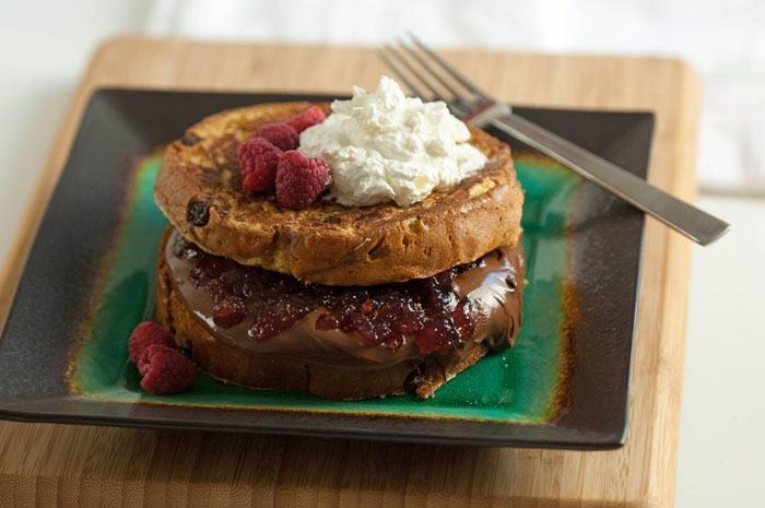 Bauli's Raspberry Jam and Hazelnut Spread-Stuffed Panettone French Toast 