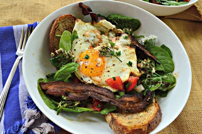 Bacon and Egg Breakfast Salad with Balsamic Maple Vinaigrette