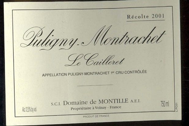 August 11: Domaine de Montille 'Les Cailleret' Premier Cru de Puligny-Montrachet; Burgundy, France; $125