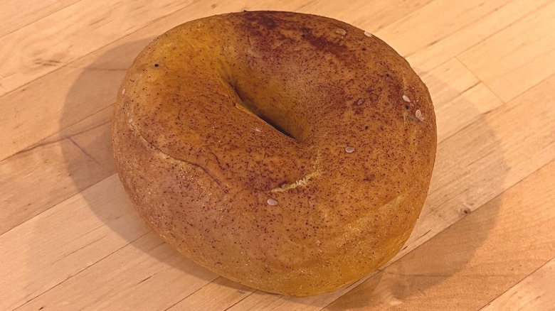 Cinnamon bagel on a table