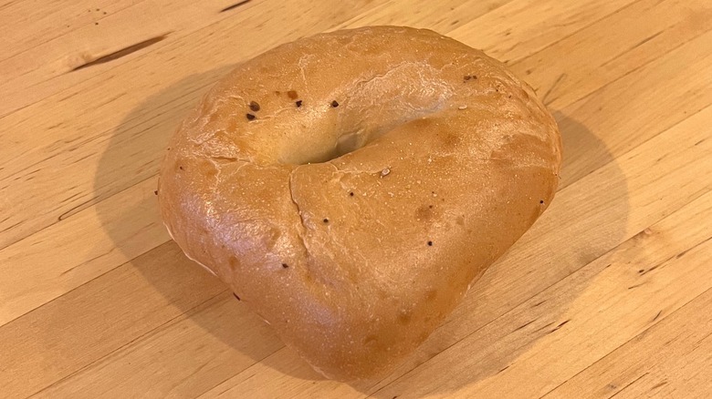 Plain bagel on a table