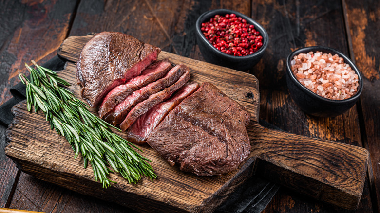 Sliced flat iron steak