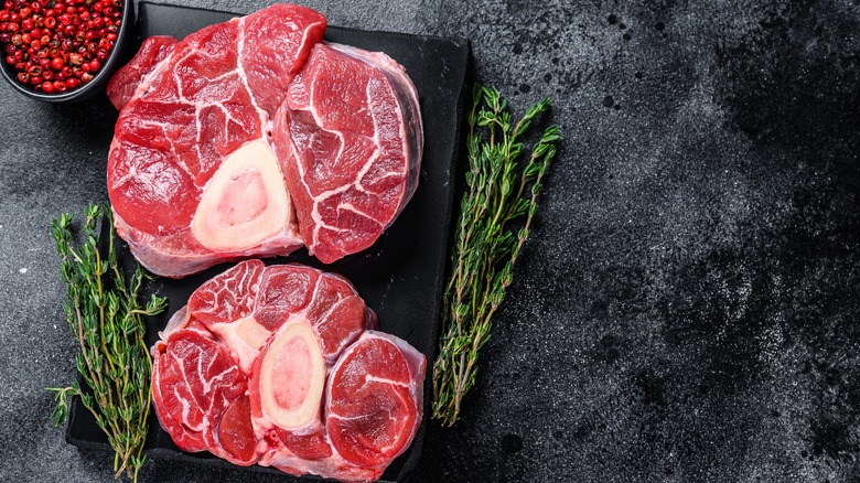 Raw beef shank slices