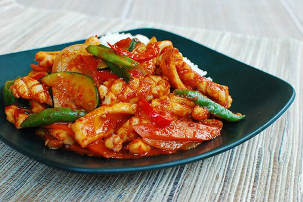 Korean Spicy Stir-Fried Squid