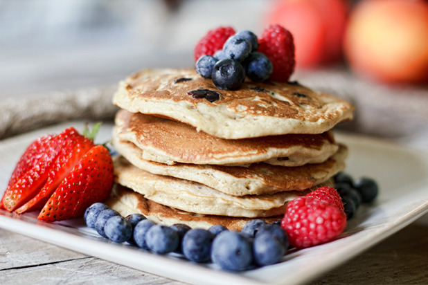 Honey Oat and Blueberry Pancakes