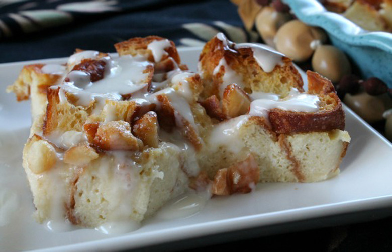 Maple Macadamia Nut Malasada Bread Pudding