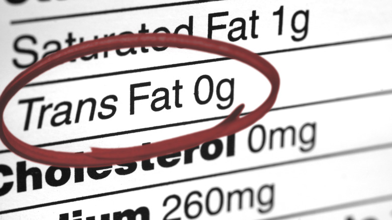 food label with trans fats