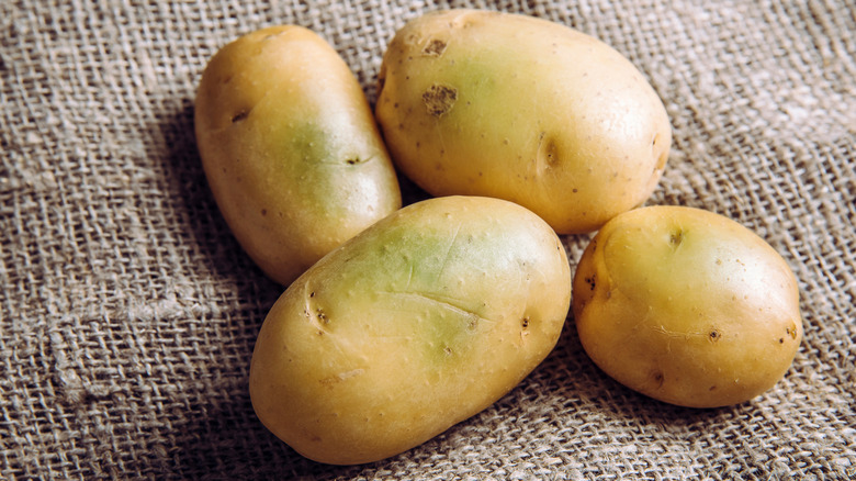 Potatoes with green skin