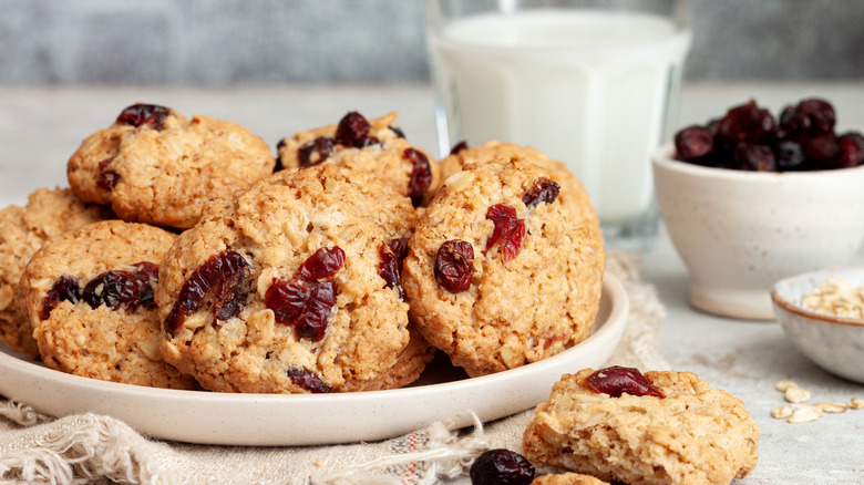 cookies with cranberries on a dish