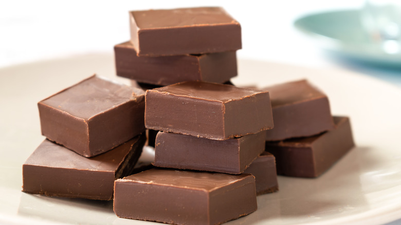 paleo fudge tower on dish 