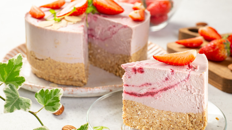 strawberries on top of cake