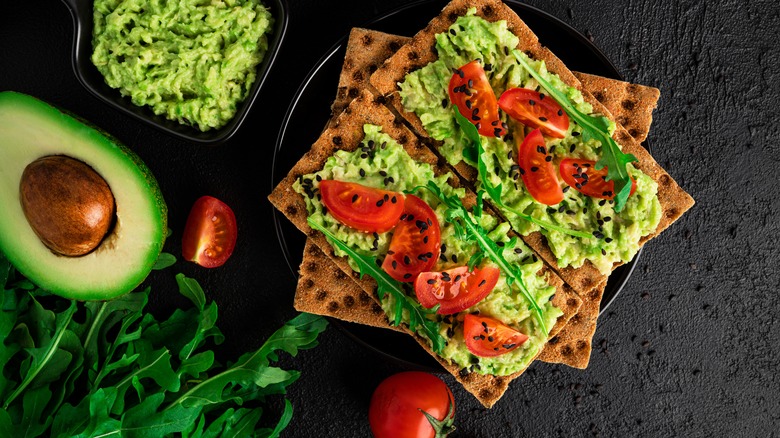 Flatbreads with avocado and tomato