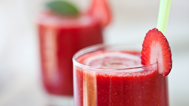 two frozen strawberry cocktails