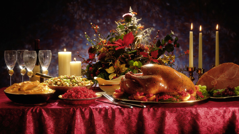 Christmas dinner on a table