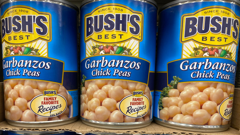 Cans of Bush's chickpeas