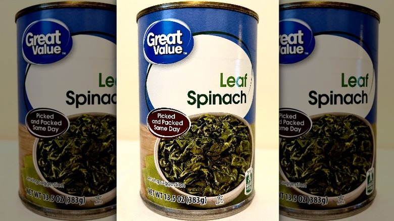 Great Value canned leaf spinach