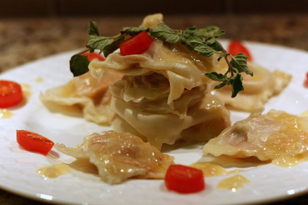 Butternut Squash Ravioli in Roasted Garlic Beurre Blanc