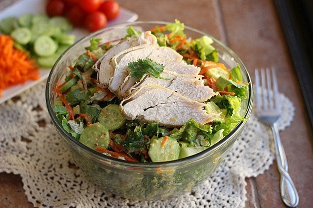 Oatmeal with a Fork — Chinese Chicken Salad with Spicy Peanut Dressing