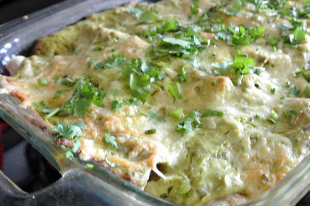 Chicken Avocado Cream Enchiladas