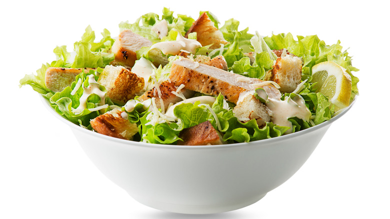 chicken Caesar salad in bowl