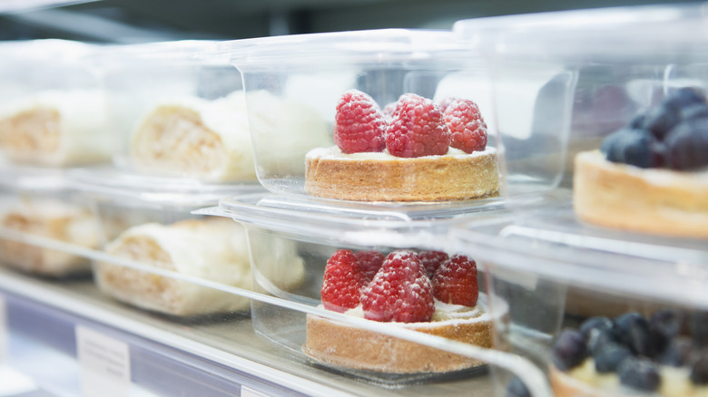 mini tarts in a fridge