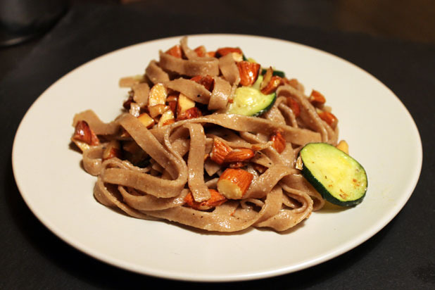 Fettucine with Toasted Almonds, Zucchini, and Lemon