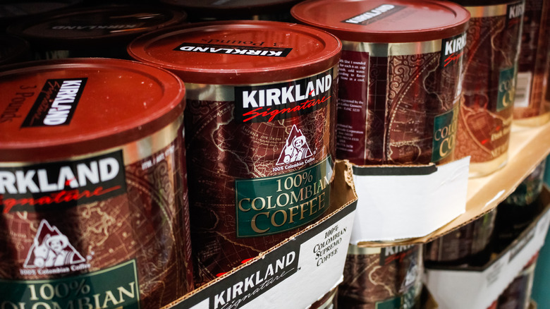 Several drums of Kirkland Signature Colombian Coffee