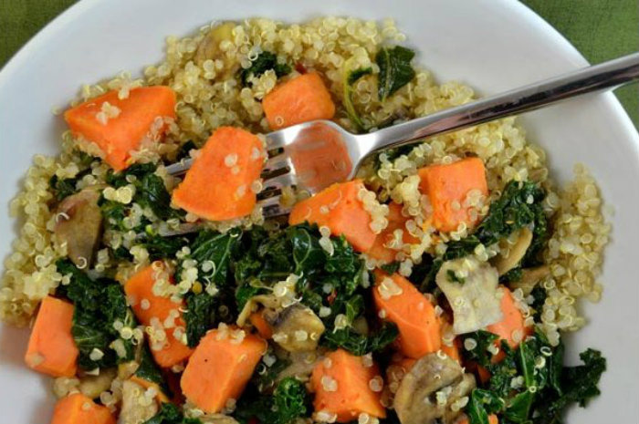 Quinoa with Sweet Potatoes and Kale