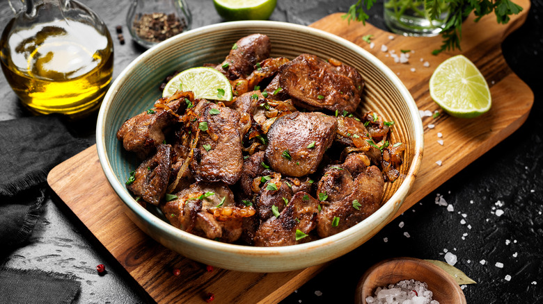 cooked chicken livers in a bowl