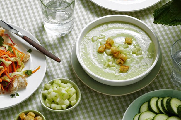 Cucumber and Buttermilk Soup with Sourdough Croutons