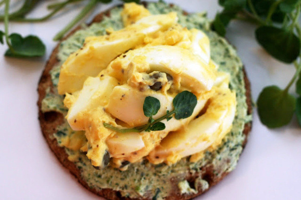 Egg Salad with Watercress and Goat Cheese