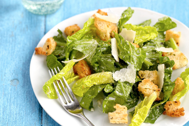 2. Caesar Salad with Garlic and Herb Croutons