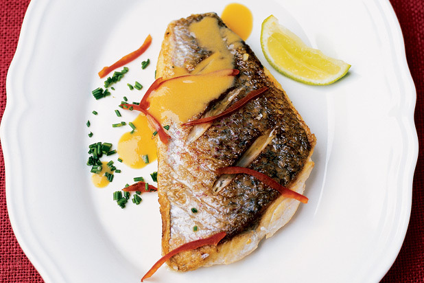 4. Sea Bream Fillets with Garlic and Passion Fruit Sauce