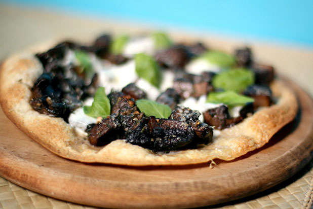 7. Flatbread Pizza with Mozzarella, Portobello Mushrooms, and Fresh Herbs 