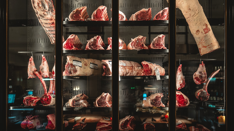 variety of meat drying in storage