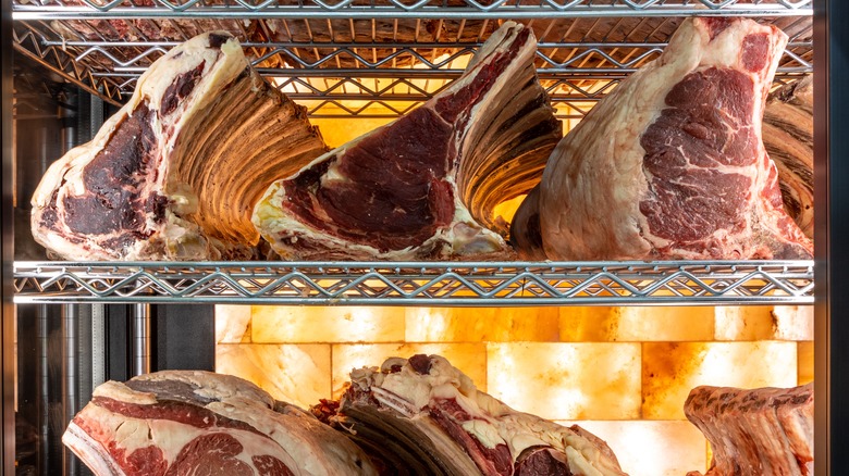 meat in a drying cabinet