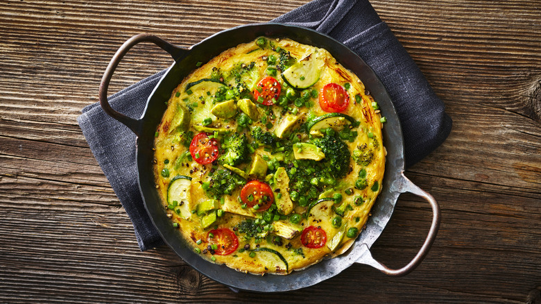 Skillet with vegetable frittata