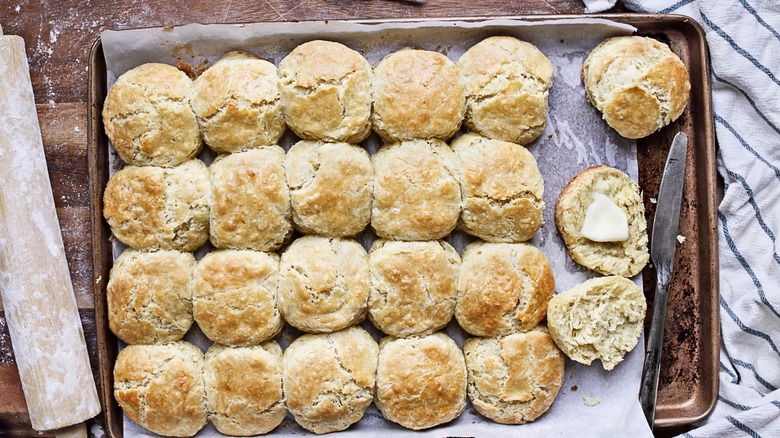 biscuits on an old baking sheet