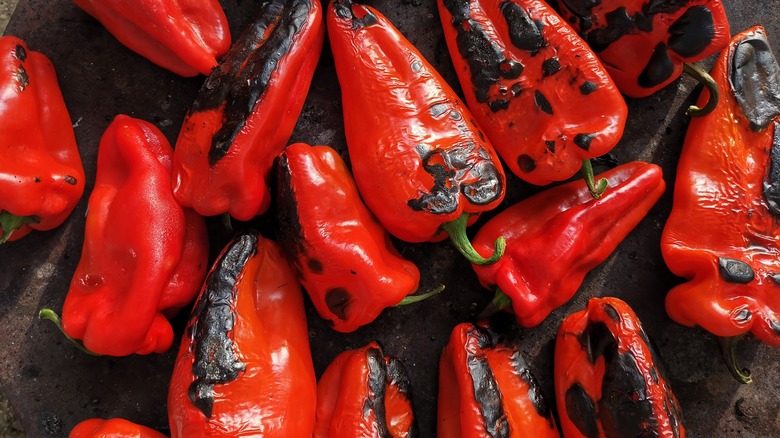 charred red bell peppers