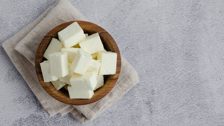 Fresh cubes of paneer cheese