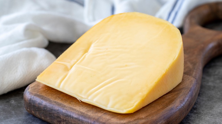 A piece of Gouda cheese