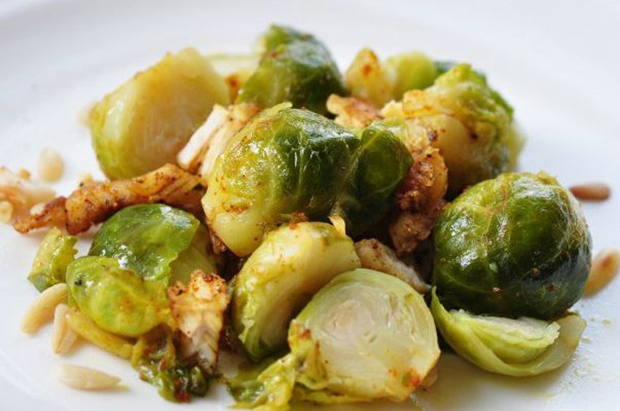 Honey Roasted Brussels Sprouts with Bacon and Chicken