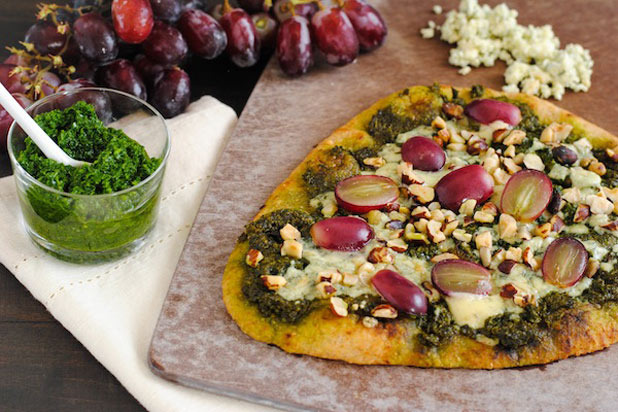 Kale, Grape, and Blue Cheese Flatbread Recipe