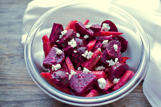 Roasted Beet  and Carrot Salad with Goat Cheese Vinaigrette Recipe