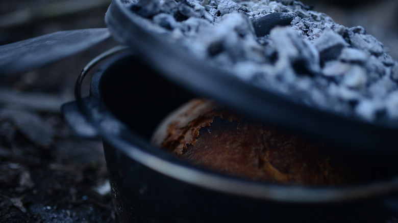 Bread in cast iron oven