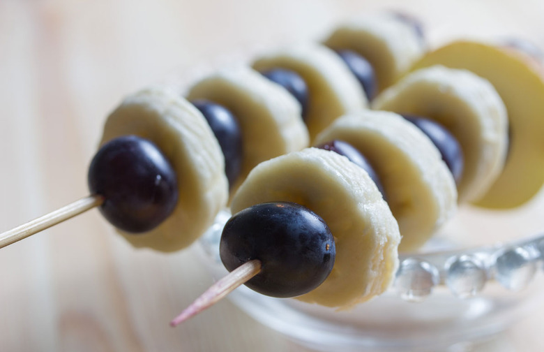 Grape and Banana Skewers with Chocolate Drizzle