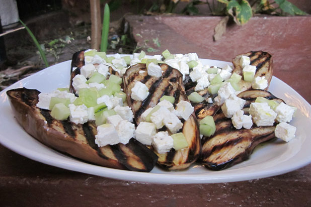 Grilled Eggplant with Feta and Cucumber