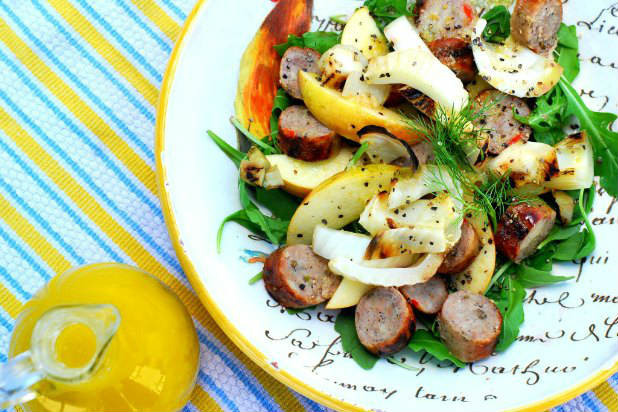 Grilled Fennel, Chicken Sausage, and Apple Salad 