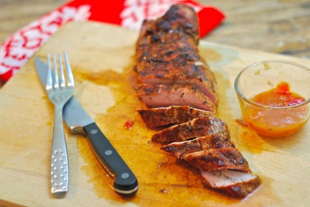 Grilled Pork Tenderloin with Mango Ginger Chutney Glaze