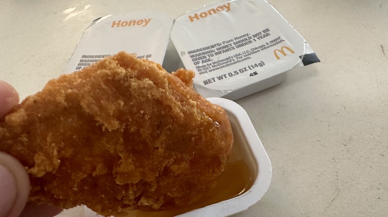 spicy nugget dipped in honey